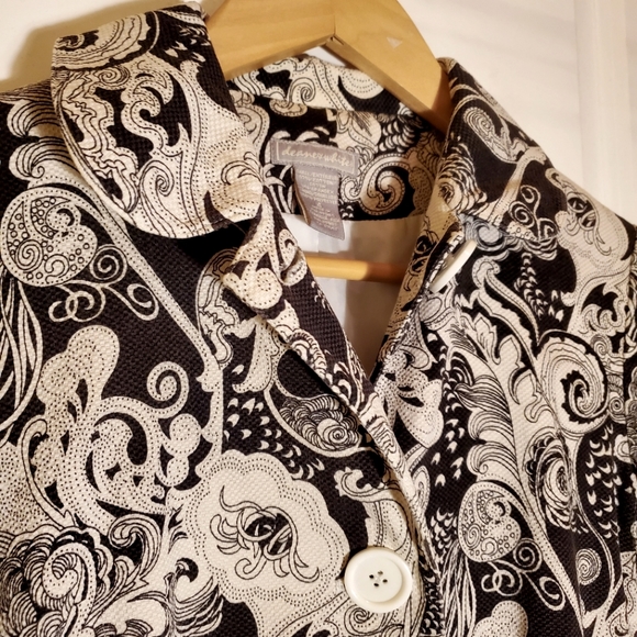 Deane & white- Small- black and white paisley patterned trench coat - Picture 3 of 14